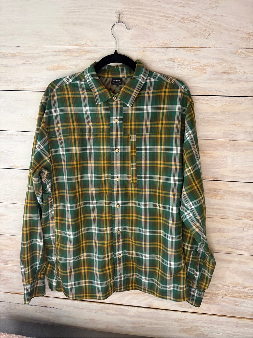 Vertx Men Large Green Plaid Long Sleeve Button Up Tactical Hiking Shirt L